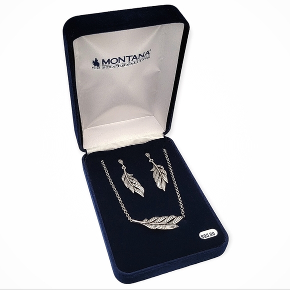 Montana Silversmith Ladies Singleton Feather Jewelry Set NEW Retail $95 - Picture 2 of 11